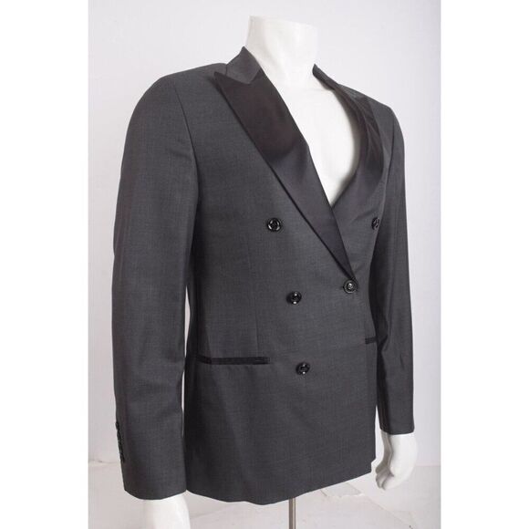 Brunello Cucinelli Tuxedo Jacket Blazer Satin Trim IT 48 US 36 Gray Black NWT - Picture 2 of 6